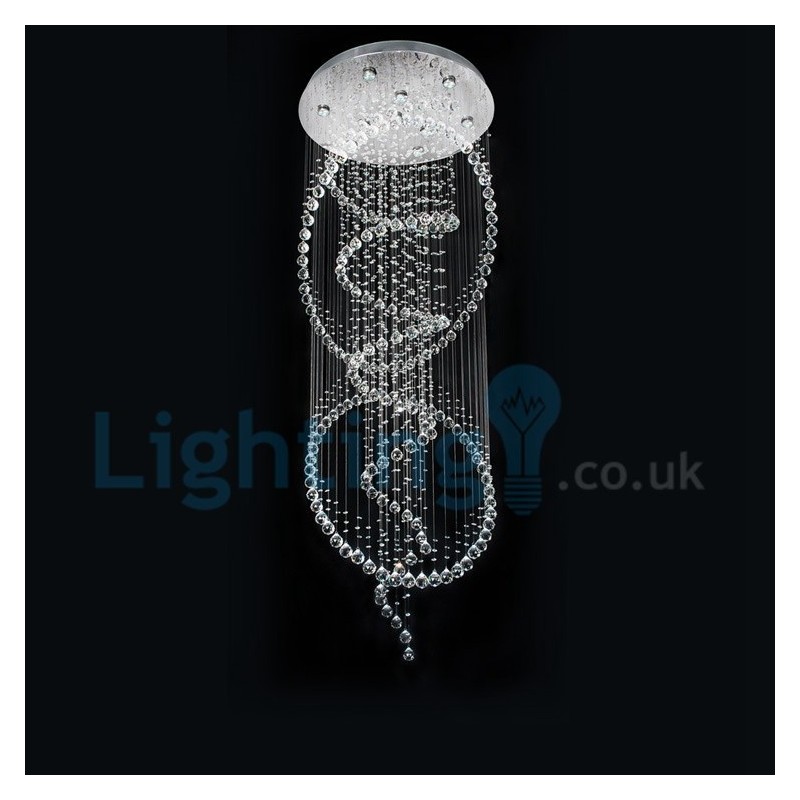 Lampadario moderno a sospensione in cristallo a goccia 80x80x200 cm 10 LED