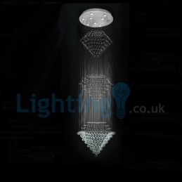 Lampadario a sospensione moderno in cristallo a goccia 80x80x280 cm 9 LED