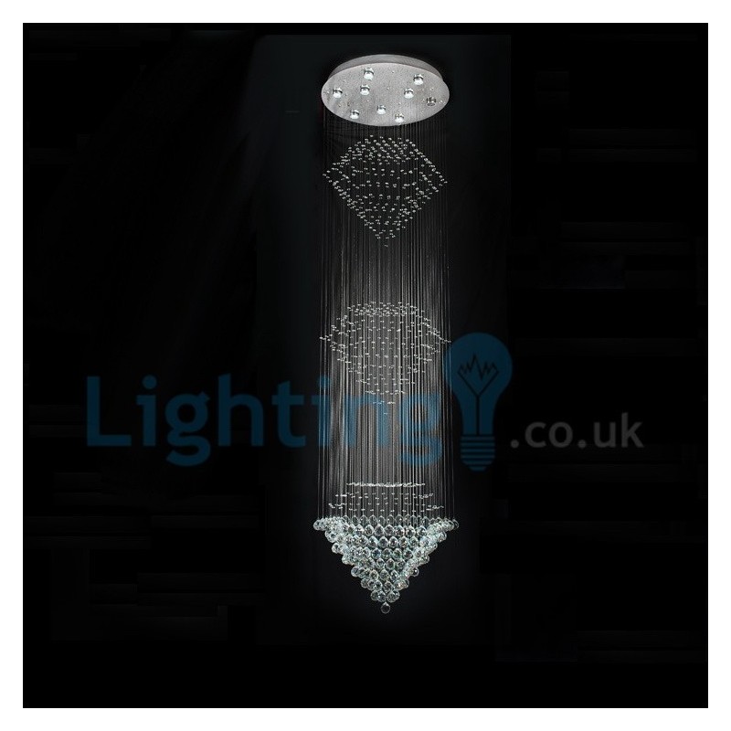 Lampadario a sospensione moderno in cristallo a goccia 80x80x280 cm 9 LED