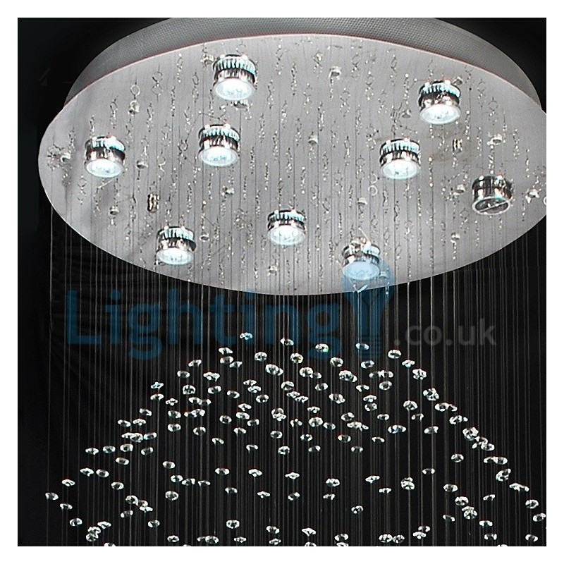 Lampadario a sospensione moderno in cristallo a goccia 80x80x280 cm 9 LED