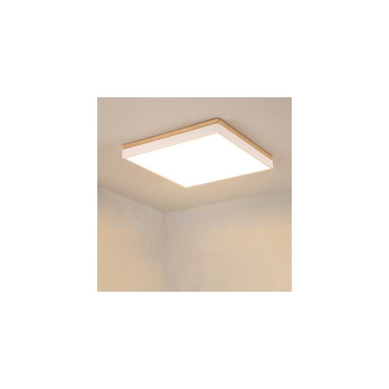 Lampada da soffitto quadrata in legno massello sottile, GU10, 40/50 cm
