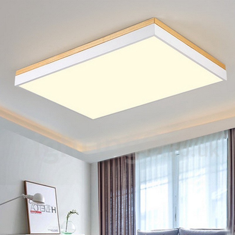 Lampada da soffitto rettangolare in legno e acrilico ultra sottile