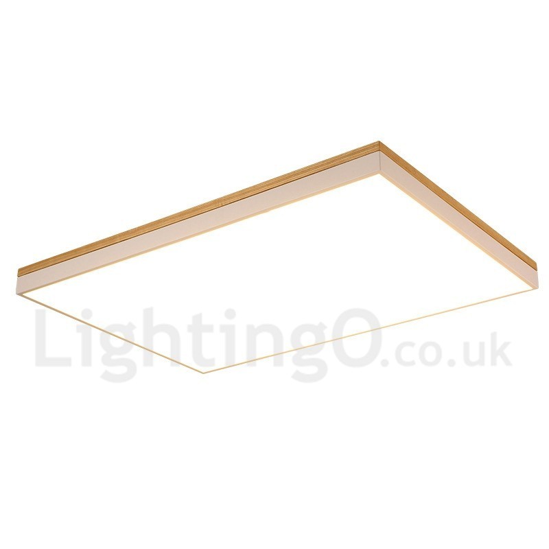 Lampada da soffitto rettangolare in legno e acrilico ultra sottile