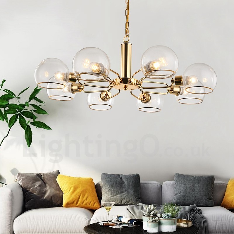 Lampadario nordico moderno in vetro a 8 luci E14 Ø85 cm