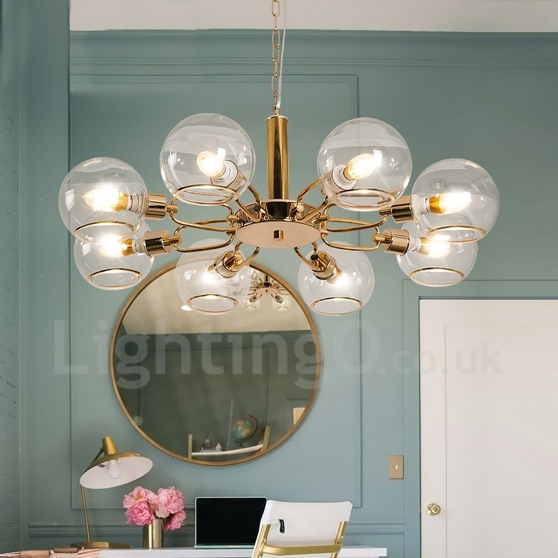 Lampadario nordico moderno in vetro a 8 luci E14 Ø85 cm