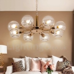 Lampadario nordico moderno in vetro a 8 luci E14 Ø85 cm