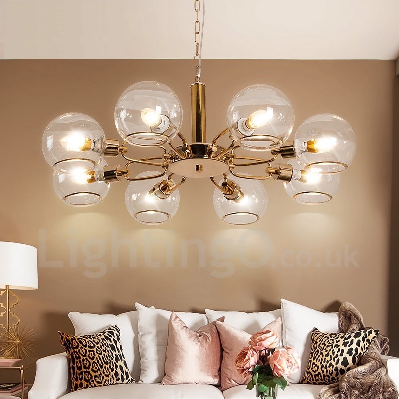 Lampadario nordico moderno in vetro a 8 luci E14 Ø85 cm