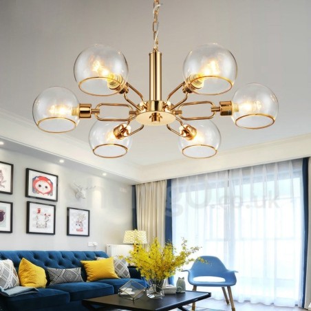 Lampadario in vetro a forma di fagiolo magico postmoderno nordico 6 luci