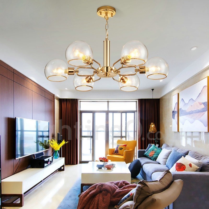 Lampadario in vetro a forma di fagiolo magico postmoderno nordico 6 luci