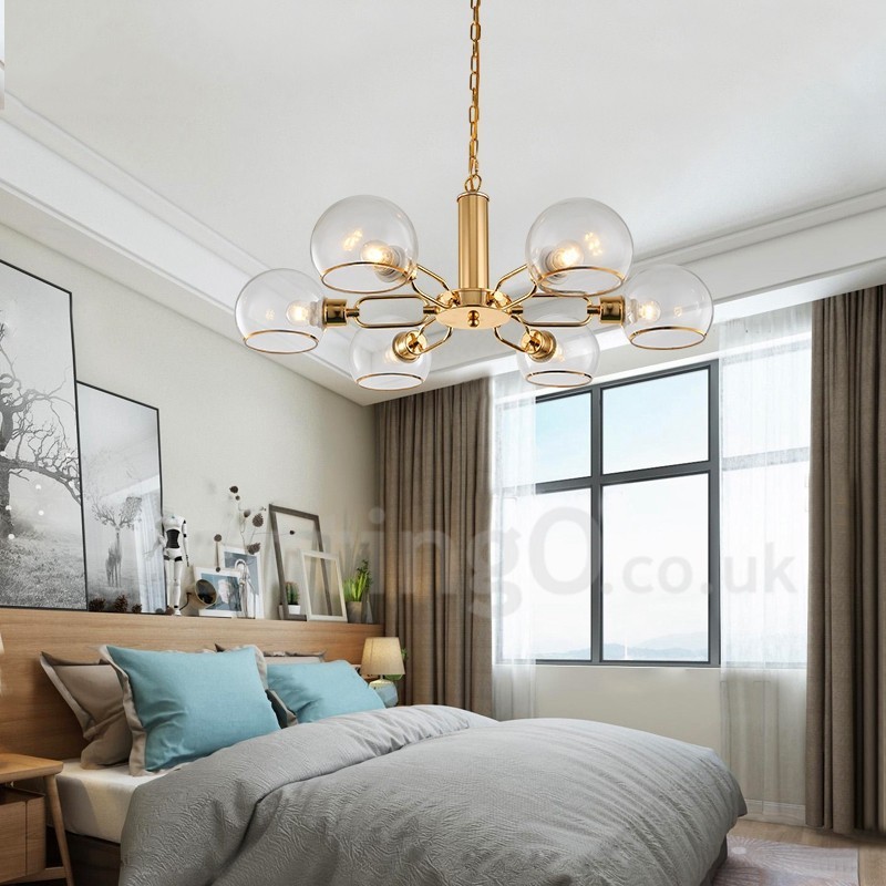 Lampadario in vetro a forma di fagiolo magico postmoderno nordico 6 luci