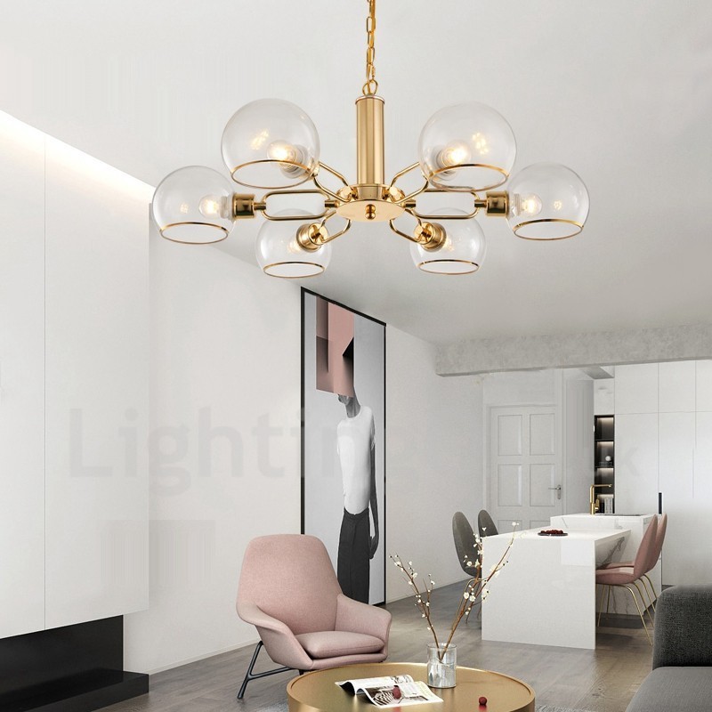 Lampadario in vetro a forma di fagiolo magico postmoderno nordico 6 luci