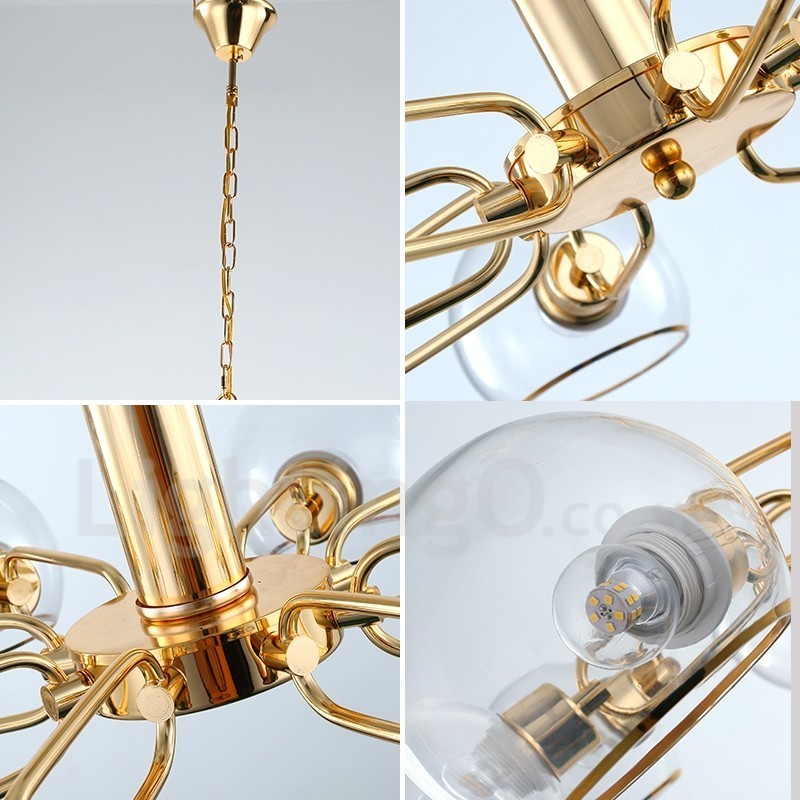 Lampadario in vetro a forma di fagiolo magico postmoderno nordico 6 luci