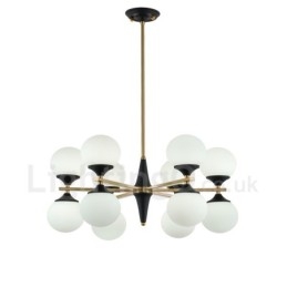 Lampadario nordico moderno con 12 luci E14 in vetro, Ø 60 cm, H 33 cm