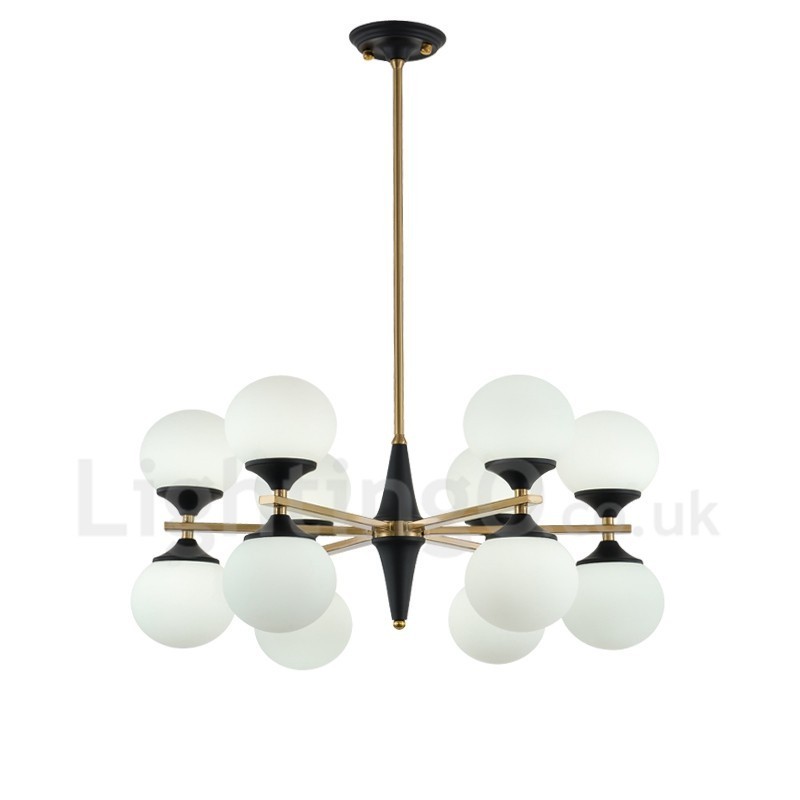 Lampadario nordico moderno con 12 luci E14 in vetro, Ø 60 cm, H 33 cm