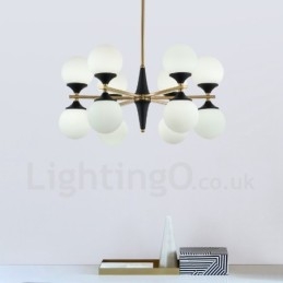 Lampadario nordico moderno con 12 luci E14 in vetro, Ø 60 cm, H 33 cm