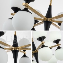 Lampadario nordico moderno con 12 luci E14 in vetro, Ø 60 cm, H 33 cm