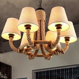 Lampadario country in metallo giallo, 6 luci E26/E27, catena regolabile
