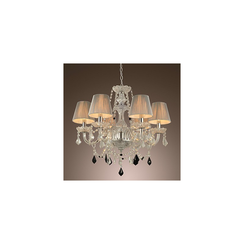 Lampadario di cristallo di lusso moderno 1 piano soggiorno 6 luci