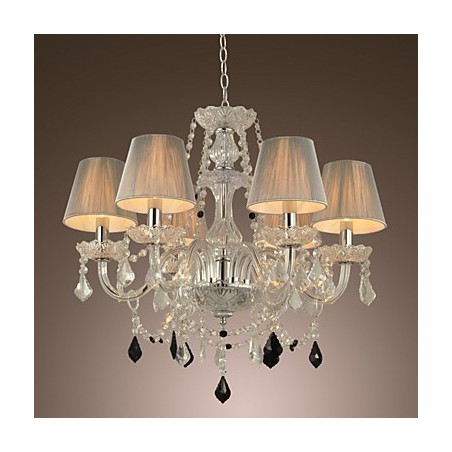 Lampadario di cristallo di lusso moderno 1 piano soggiorno 6 luci