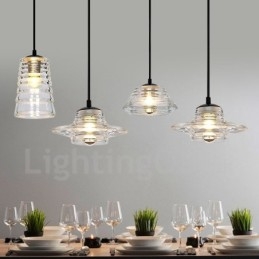 Lampada a sospensione in vetro Cafe a testa singola E27