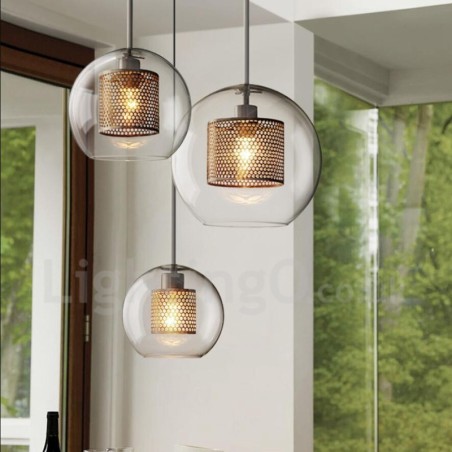 Lampada a sospensione in vetro stile nordico minimalista, 1 luce, E27