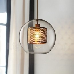 Lampada a sospensione in vetro stile nordico minimalista, 1 luce, E27