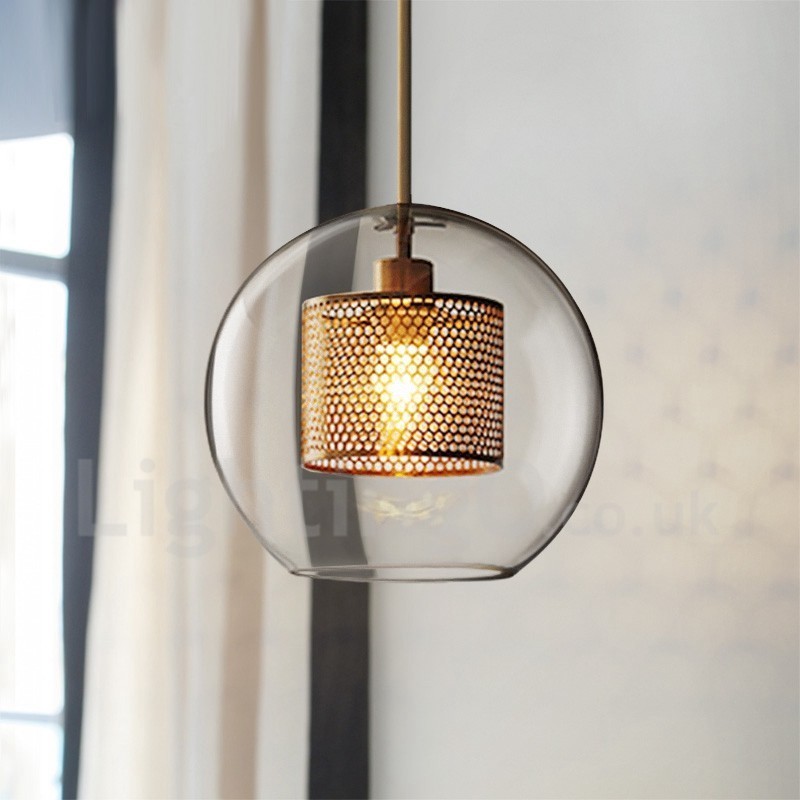 Lampada a sospensione in vetro stile nordico minimalista, 1 luce, E27