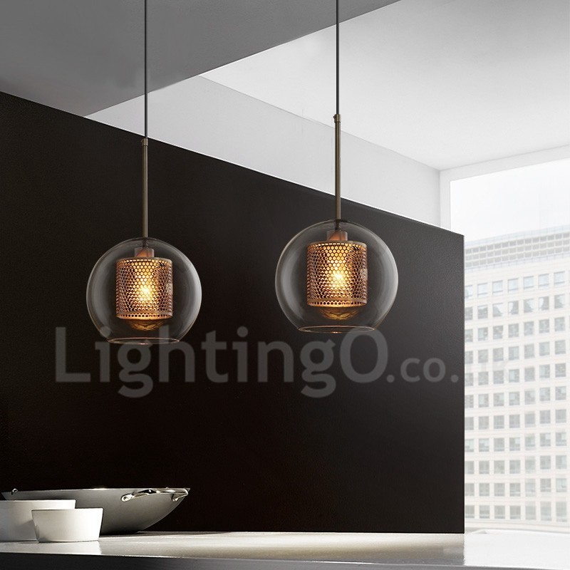 Lampada a sospensione in vetro stile nordico minimalista, 1 luce, E27