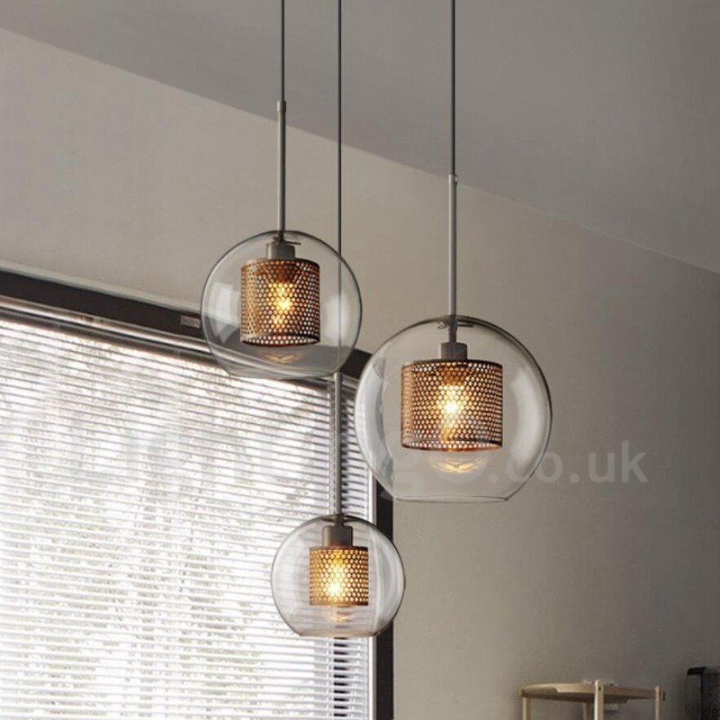Lampada a sospensione in vetro stile nordico minimalista, 1 luce, E27