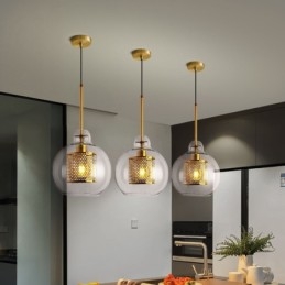Lampada a sospensione in vetro stile nordico minimalista, 1 luce, E27