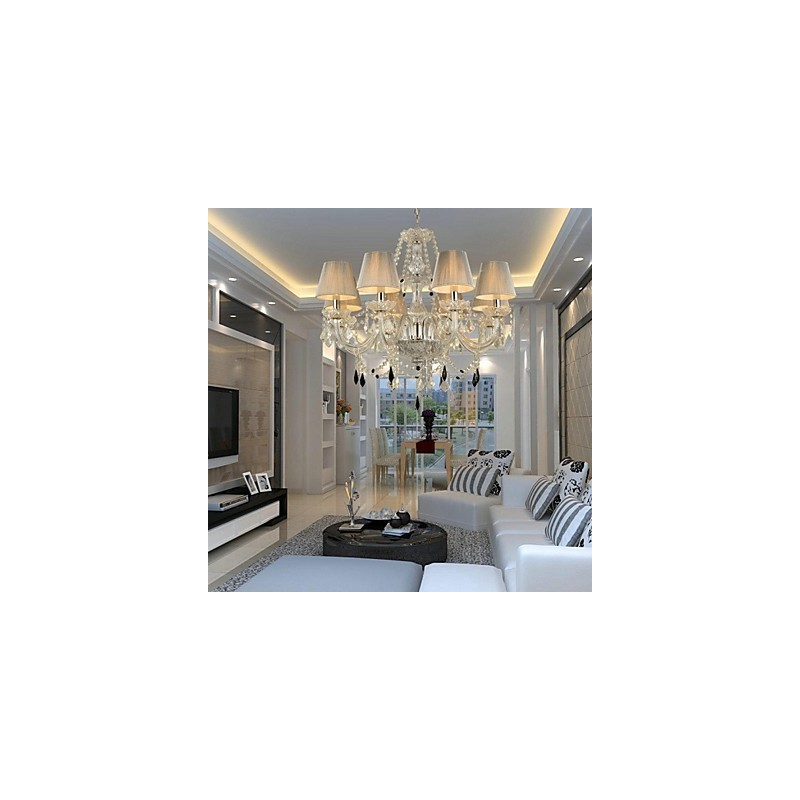 Lampadario di cristallo di lusso moderno 1 piano soggiorno 6 luci
