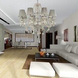 Lampadario di cristallo di lusso moderno 1 piano soggiorno 6 luci