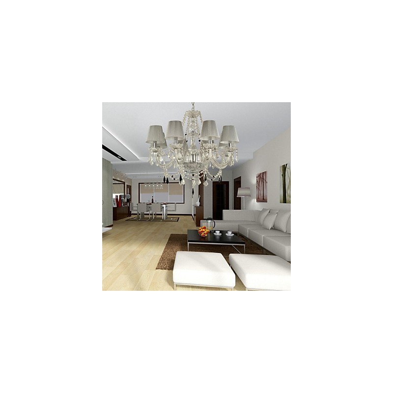 Lampadario di cristallo di lusso moderno 1 piano soggiorno 6 luci