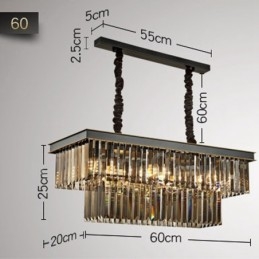 Lampada a sospensione retrò in cristallo E14 6/8/11 luci 60/80/100 cm 220V