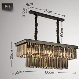 Lampada a sospensione retrò in cristallo E14 6/8/11 luci 60/80/100 cm 220V