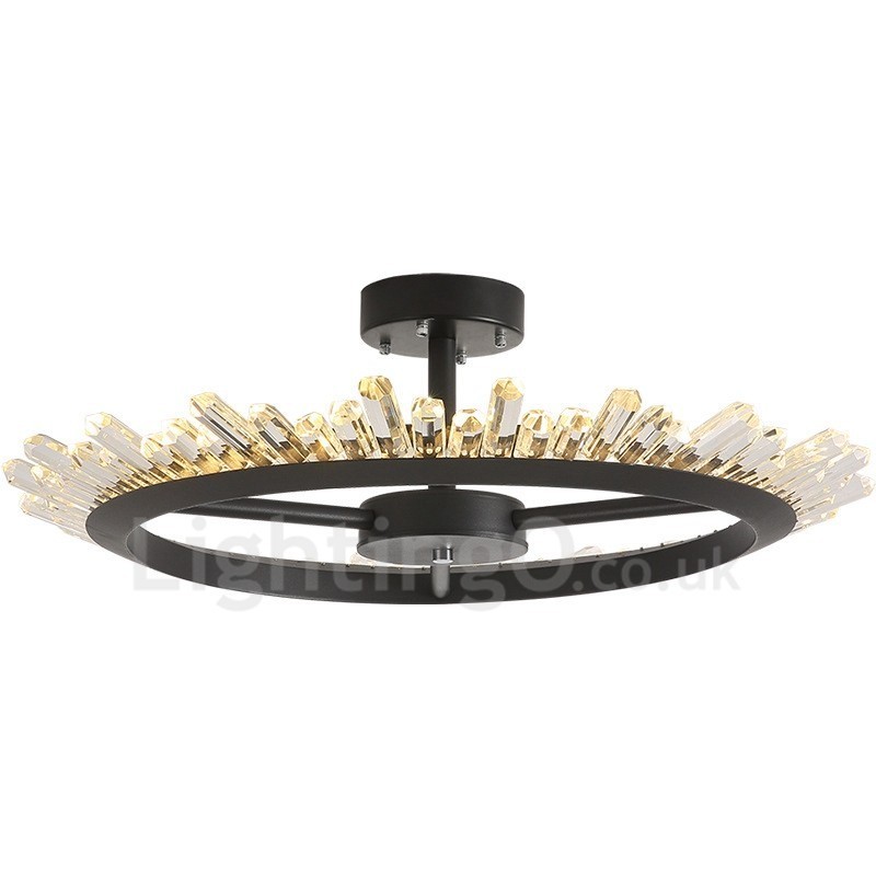 Plafoniera moderna in cristallo, diametro 50/60/80 cm, altezza 7 cm, LED