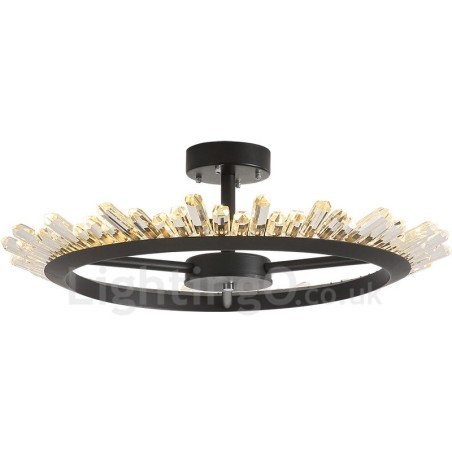 Plafoniera moderna in cristallo, diametro 50/60/80 cm, altezza 7 cm, LED