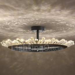 Plafoniera moderna in cristallo, diametro 50/60/80 cm, altezza 7 cm, LED