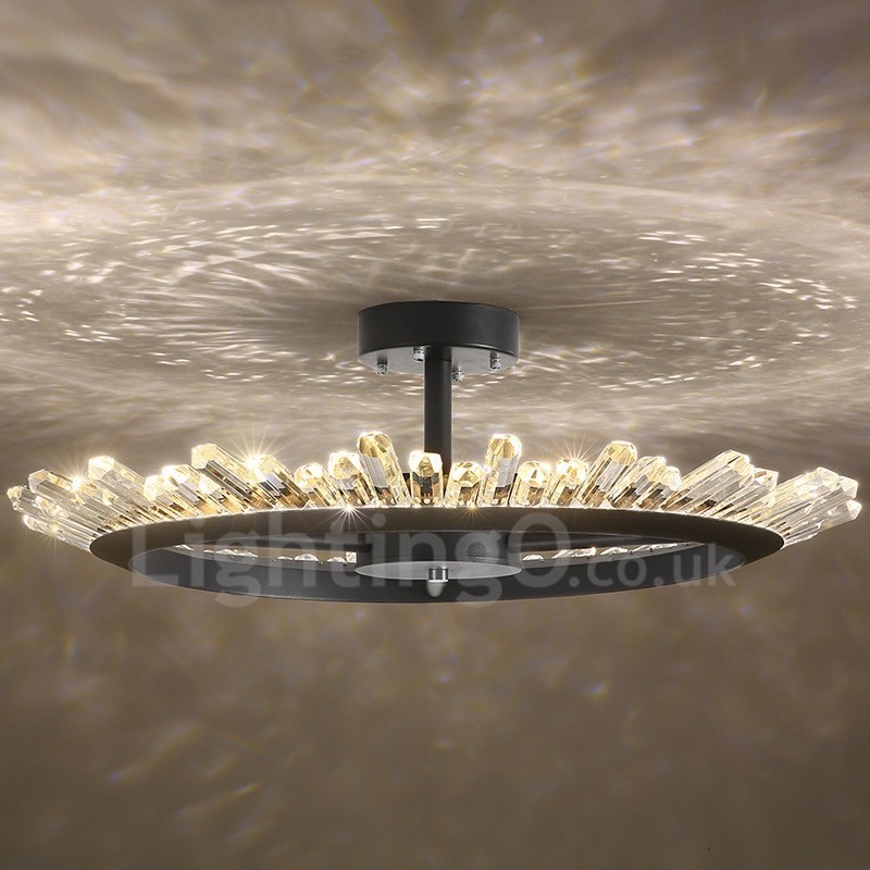 Plafoniera moderna in cristallo, diametro 50/60/80 cm, altezza 7 cm, LED