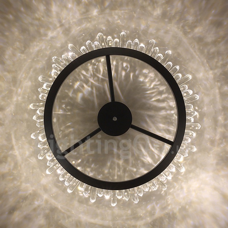 Plafoniera moderna in cristallo, diametro 50/60/80 cm, altezza 7 cm, LED