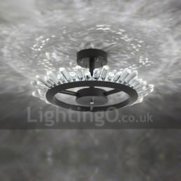 Plafoniera moderna in cristallo, diametro 50/60/80 cm, altezza 7 cm, LED