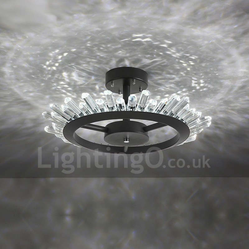 Plafoniera moderna in cristallo, diametro 50/60/80 cm, altezza 7 cm, LED