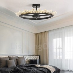 Plafoniera moderna in cristallo, diametro 50/60/80 cm, altezza 7 cm, LED