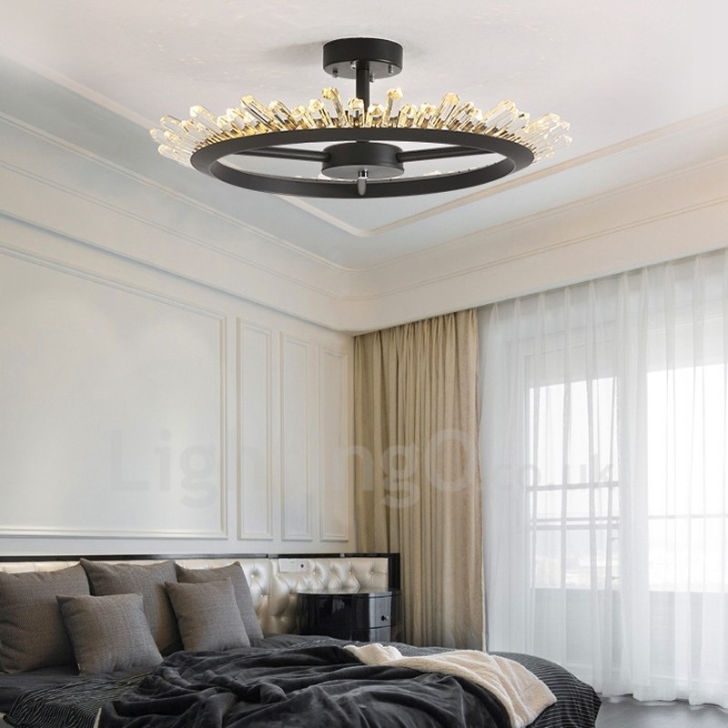Plafoniera moderna in cristallo, diametro 50/60/80 cm, altezza 7 cm, LED