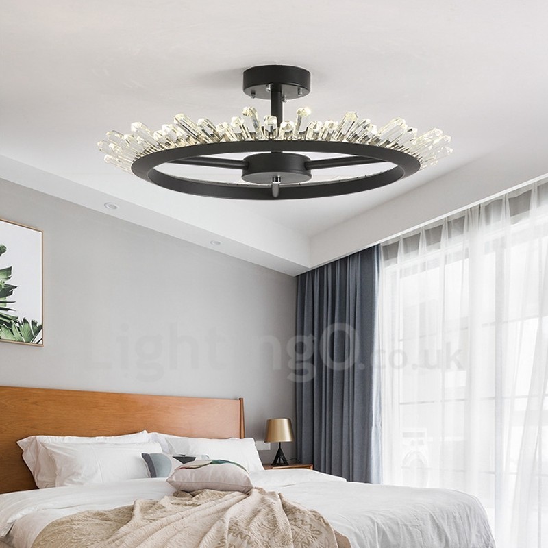 Plafoniera moderna in cristallo, diametro 50/60/80 cm, altezza 7 cm, LED