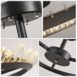 Plafoniera moderna in cristallo, diametro 50/60/80 cm, altezza 7 cm, LED