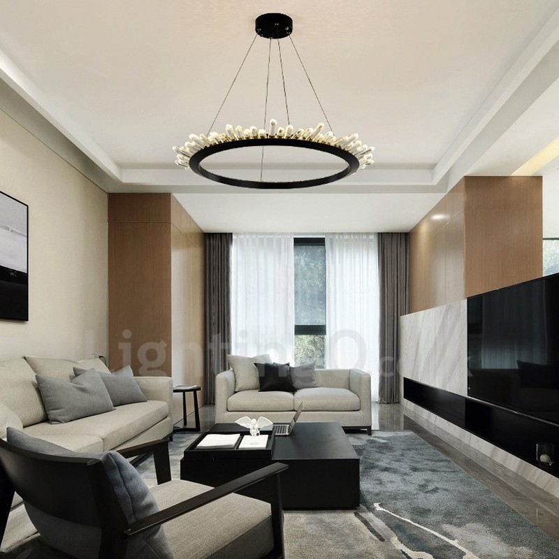 Lampada a sospensione ad anello in cristallo moderna