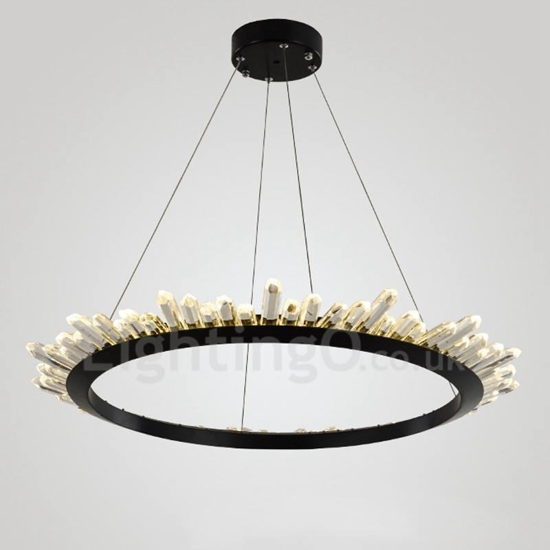 Lampada a sospensione ad anello in cristallo moderna