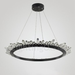 Lampada a sospensione ad anello in cristallo moderna
