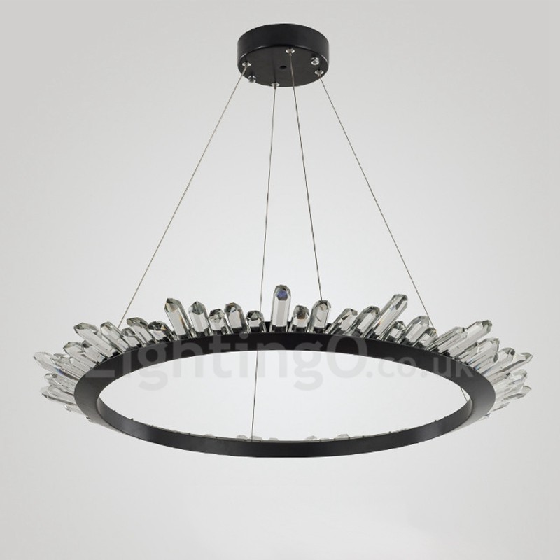 Lampada a sospensione ad anello in cristallo moderna
